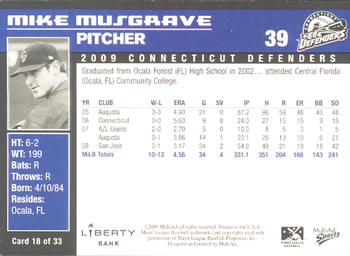 2009 MultiAd Connecticut Defenders #18 Mike Musgrave Back