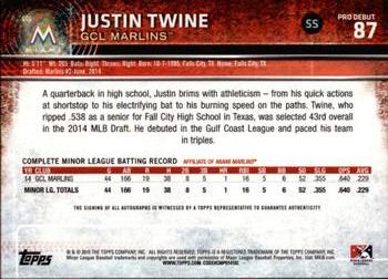 2015 Topps Pro Debut - Autographs #87 Justin Twine Back