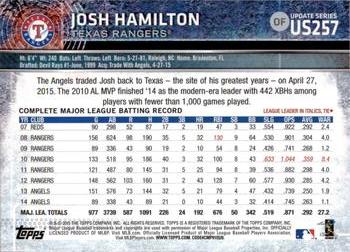 2015 Topps Update #US257 Josh Hamilton Back