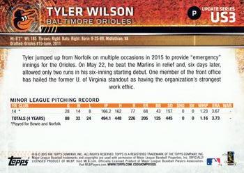 2015 Topps Update #US3 Tyler Wilson Back