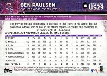 2015 Topps Update #US29 Ben Paulsen Back