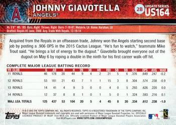 2015 Topps Update #US164 Johnny Giavotella Back