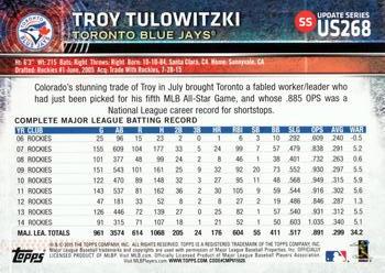 2015 Topps Update #US268 Troy Tulowitzki Back