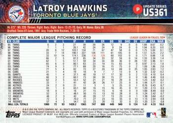 2015 Topps Update #US361 LaTroy Hawkins Back