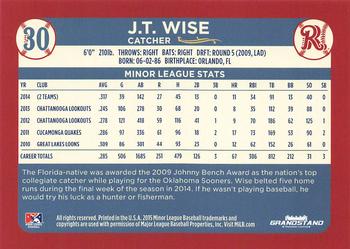 2015 Grandstand Frisco RoughRiders #NNO J.T. Wise Back