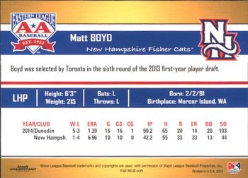 2015 Grandstand Eastern League Top Prospects #NNO Matt Boyd Back