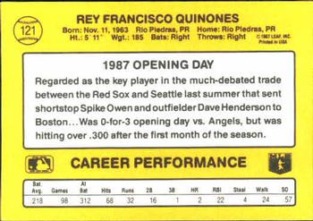 1987 Donruss Opening Day #121 Rey Quinones Back