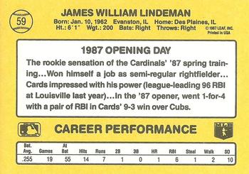1987 Donruss Opening Day #59 Jim Lindeman Back