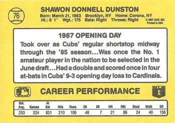 1987 Donruss Opening Day #76 Shawon Dunston Back