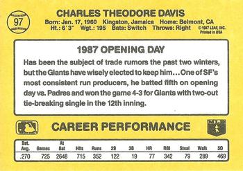 1987 Donruss Opening Day #97 Chili Davis Back