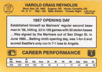 1987 Donruss Opening Day #117 Harold Reynolds Back