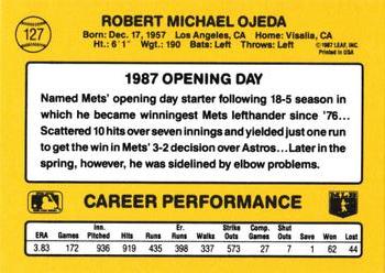 1987 Donruss Opening Day #127 Bob Ojeda Back