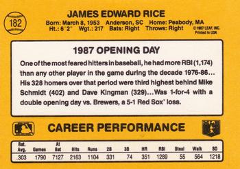 1987 Donruss Opening Day #182 Jim Rice Back