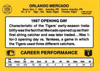1987 Donruss Opening Day #209 Orlando Mercado Back