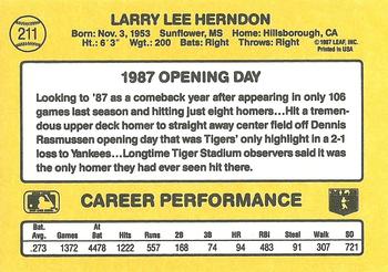 1987 Donruss Opening Day #211 Larry Herndon Back