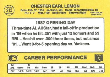 1987 Donruss Opening Day #213 Chet Lemon Back