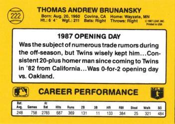 1987 Donruss Opening Day #222 Tom Brunansky Back
