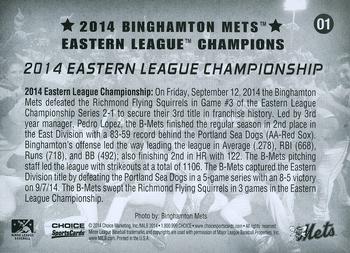 2014 Choice Binghamton Mets Eastern League Champions #1 2014 Eastern League Championship Back