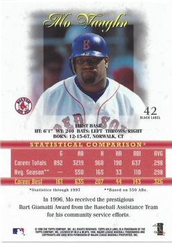 1998 Topps Gold Label - Class 1 Black Label #42 Mo Vaughn Back