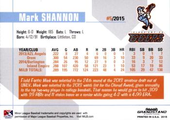2015 Grandstand Inland Empire 66ers #NNO Mark Shannon Back
