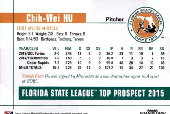 2015 Grandstand Florida State League Top Prospects #NNO Chih-Wei Hu Back