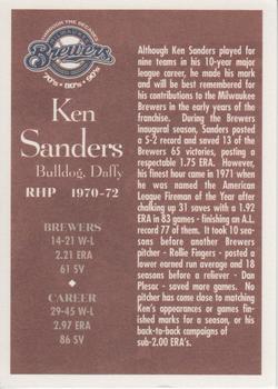 2000 Milwaukee Journal Sentinel Brewers All Decades Team 1970s #NNO Ken Sanders Back