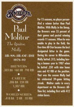 2000 Milwaukee Journal Sentinel Brewers All Decades Team 1980s #NNO Paul Molitor Back