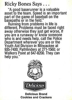 1992 Milwaukee Brewers Police #NNO Ricky Bones Back
