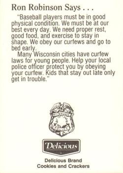 1992 Milwaukee Brewers Police #NNO Ron Robinson Back