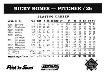 1994 Milwaukee Brewers Police #NNO Ricky Bones Back