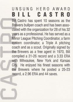 2002 Milwaukee Brewers Diamond Celebration #NNO Bill Castro Back
