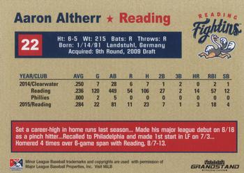 2015 Grandstand Reading Fightin Phils #NNO Aaron Altherr Back