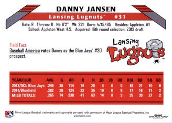 2015 Grandstand Lansing Lugnuts #NNO Danny Jansen Back
