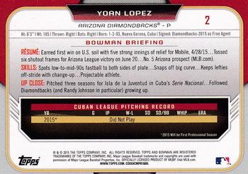 2015 Bowman Draft #2 Yoan Lopez Back