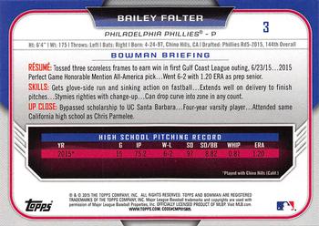 2015 Bowman Draft #3 Bailey Falter Back