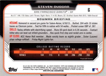 2015 Bowman Draft #6 Steven Duggar Back