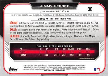 2015 Bowman Draft #30 Jimmy Herget Back