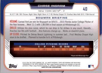 2015 Bowman Draft #40 Chase Ingram Back