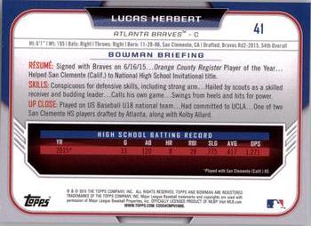 2015 Bowman Draft #41 Lucas Herbert Back