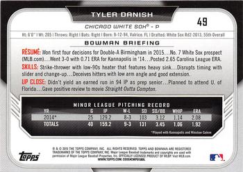 2015 Bowman Draft #49 Tyler Danish Back
