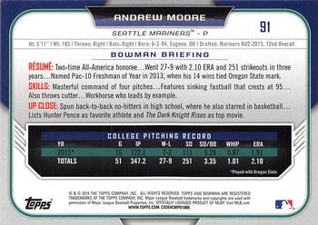 2015 Bowman Draft #91 Andrew Moore Back