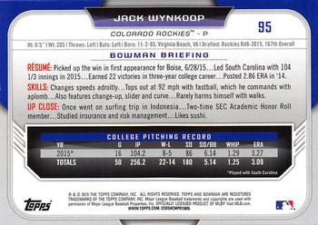 2015 Bowman Draft #95 Jack Wynkoop Back