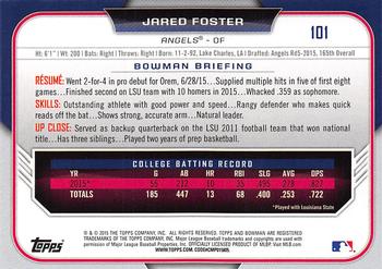 2015 Bowman Draft #101 Jared Foster Back