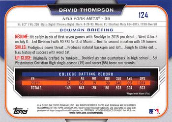 2015 Bowman Draft #124 David Thompson Back