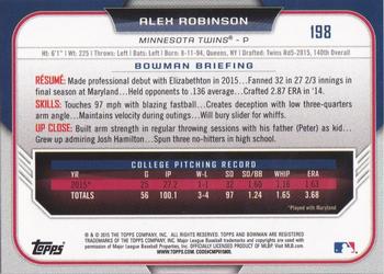 2015 Bowman Draft #198 Alex Robinson Back