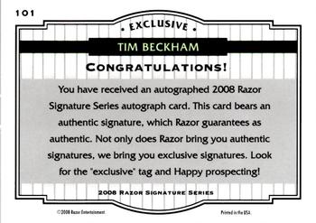 2008 Razor Signature Series - Black #101 Tim Beckham Back
