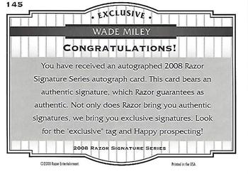 2008 Razor Signature Series - Blue #145 Wade Miley Back
