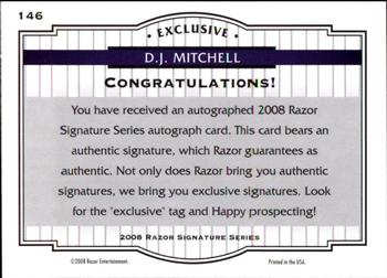2008 Razor Signature Series - Blue #146 D.J. Mitchell Back