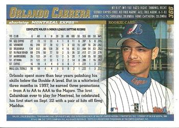 1998 Topps - Minted in Cooperstown #366 Orlando Cabrera Back