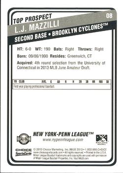 2013 Choice New York-Penn League Top Propsects #8 L.J. Mazzilli Back